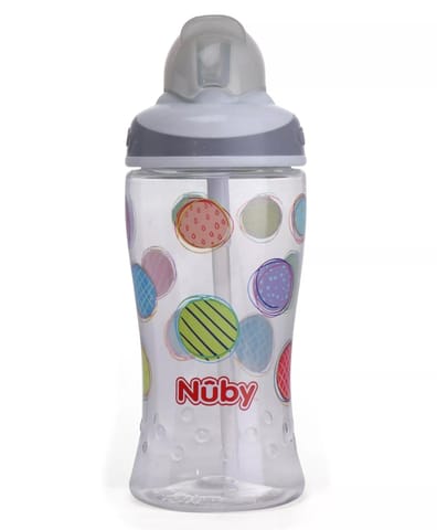 Nuby Flip It Boost Thin Straw Sipper 360ml (Grey)