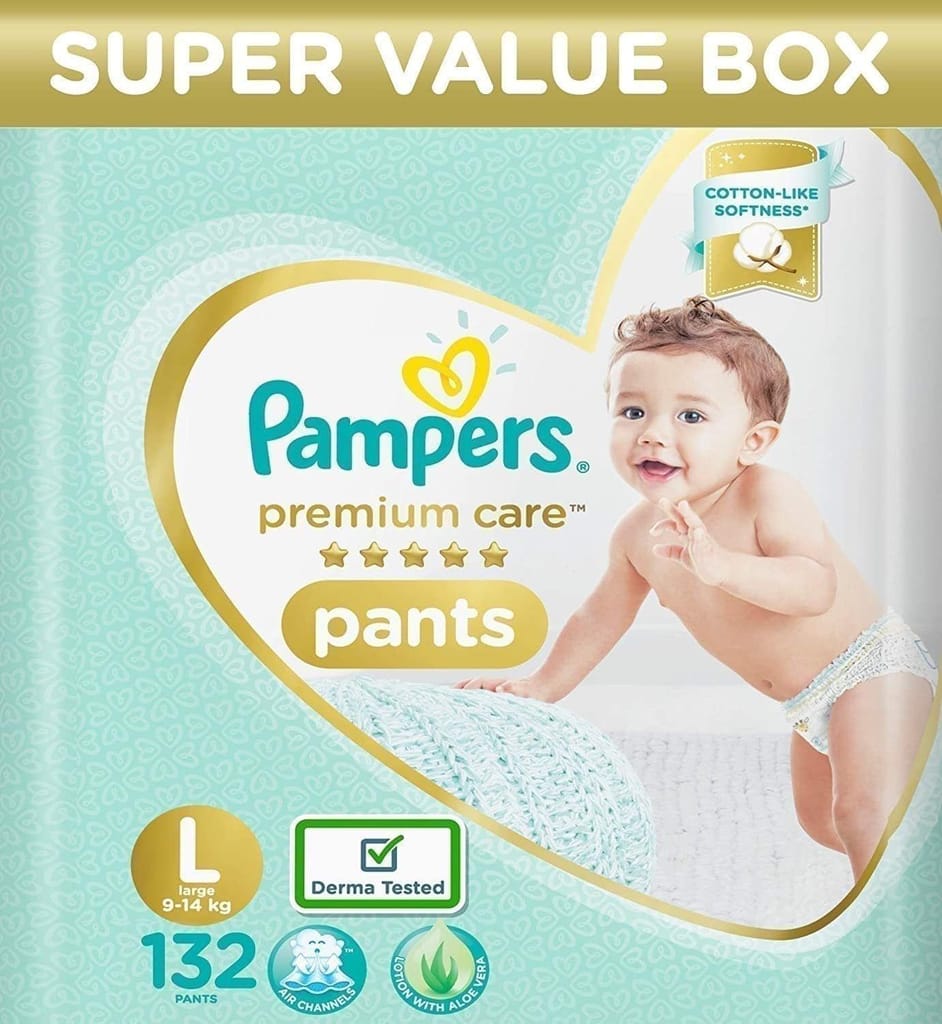 Pampers Premium Care Pants, baby diapers ,Large, 132 Count