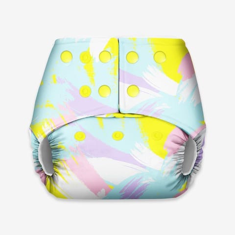Super Bottoms BASIC Pocket Diaper - Freesize Adjustable, Washable and Reusable (Swooshes)