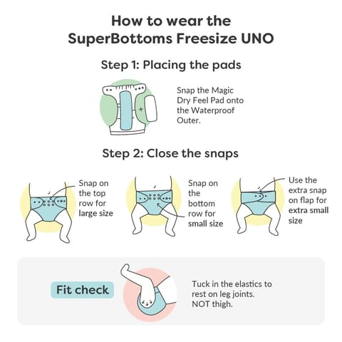 SuperBottoms Cloth Diapers for babies - Cloth Diaper Combo Pack of 5 Freesize UNO- New Version| Reusable
