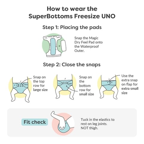 SuperBottoms Stash Builder Pack with 3 Freesize UNO- New version| Cloth diapers for babies from 0-3yrs