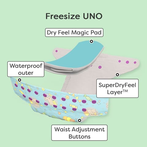 SuperBottoms Stash Builder Pack with 3 Freesize UNO- New version| Cloth diapers for babies from 0-3yrs