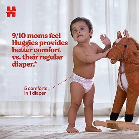 Huggies Complete Comfort Dry Pants Medium (M) Size Baby Diaper Pants, 34 count, with 5 in 1 Comfort