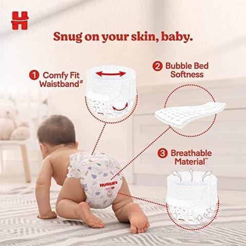 Huggies Complete Comfort Dry Pants Medium (M) Size Baby Diaper Pants, 34 count, with 5 in 1 Comfort