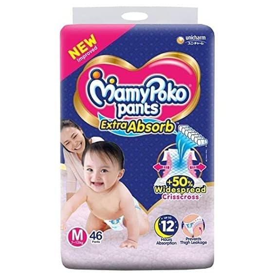 MamyPoko Pants Extra Absorb Diaper - Medium Size, Pack of 46 Diapers