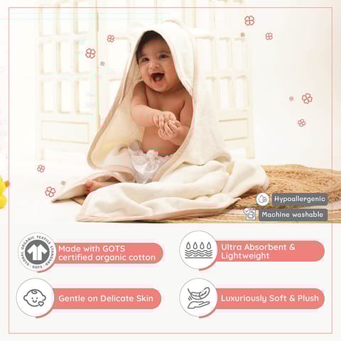 Greendigo Baby Organic Cotton Hooded Towel - Mr Bear