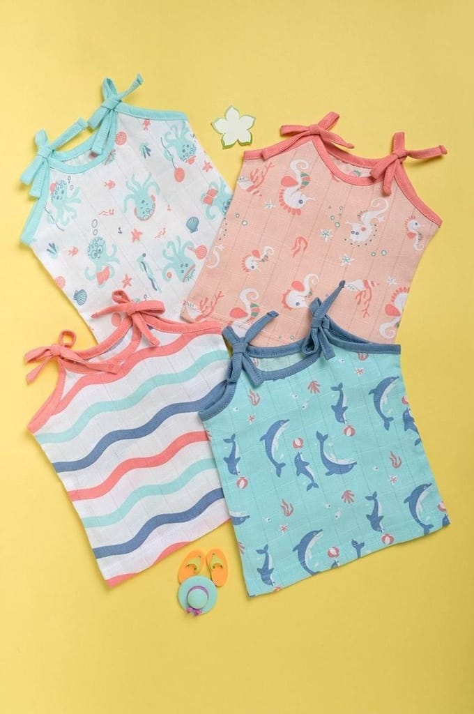 Kaarpas Ocean Dive organic muslin Top with knots 4 pack