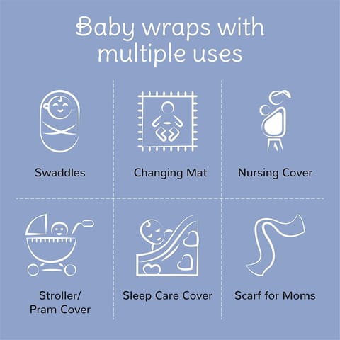 TinyLane 100% Organic Bamboo Cotton Muslin Baby Swaddle Wrappers Bird & Classic White Print Pack of 2- Multicolor