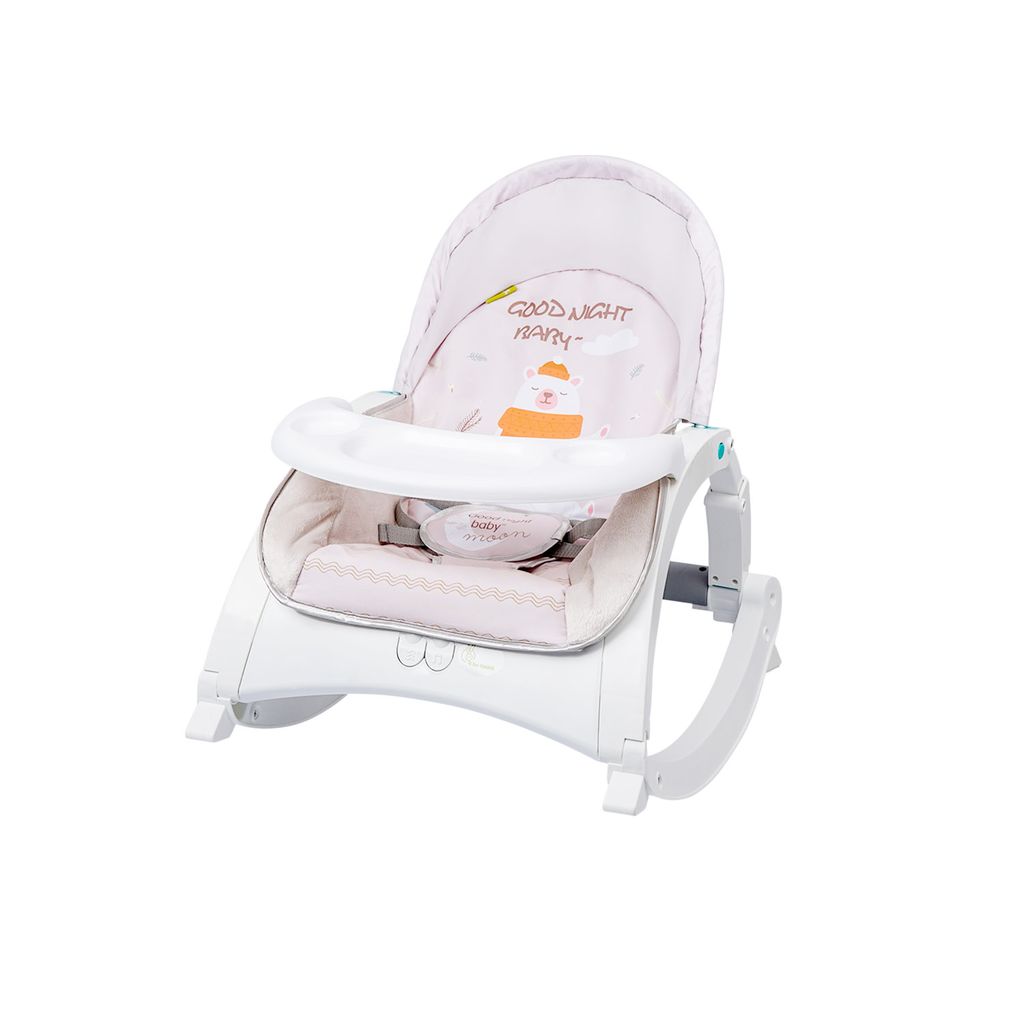 R for Rabbit 3 In 1 Rock N Play Rocker - Adjustable Backrest Recline, Detachable Toy Bar, Soothing Music & Vibration