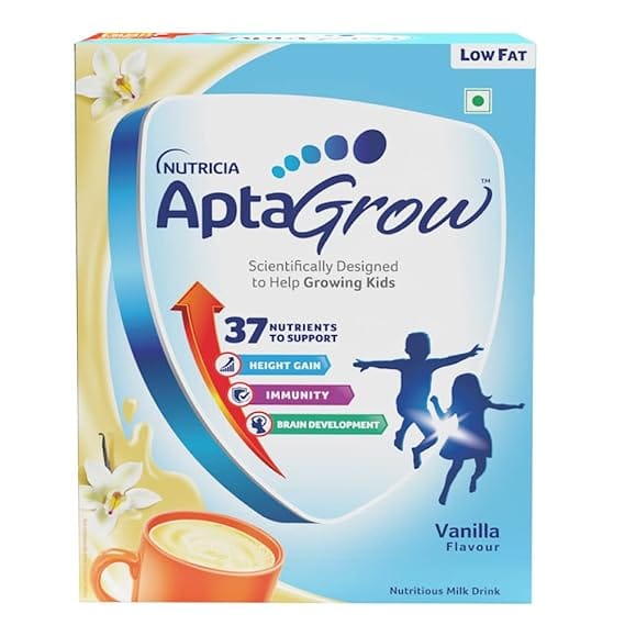 AptaGrow Health and Nutrition Drink Powder for Kid’s (Vanilla Flavor, 400 Gms, BIB) with 37 Vital Nutrients to Support Height Gain, Immunity & Brain Development(Kids of 3+ years)
