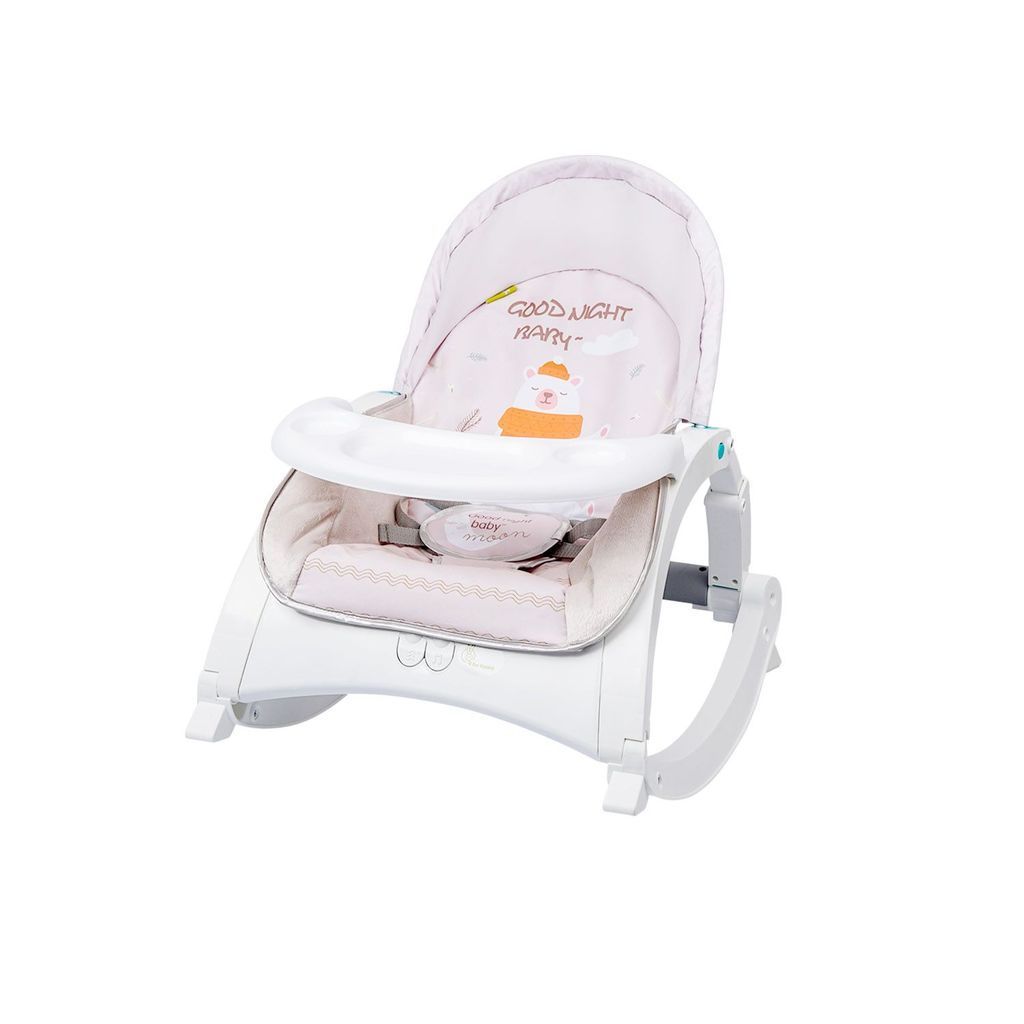 R for Rabbit 3 In 1 Rock N Play Rocker - Adjustable Backrest Recline, Detachable Toy Bar, Soothing Music & Vibration
