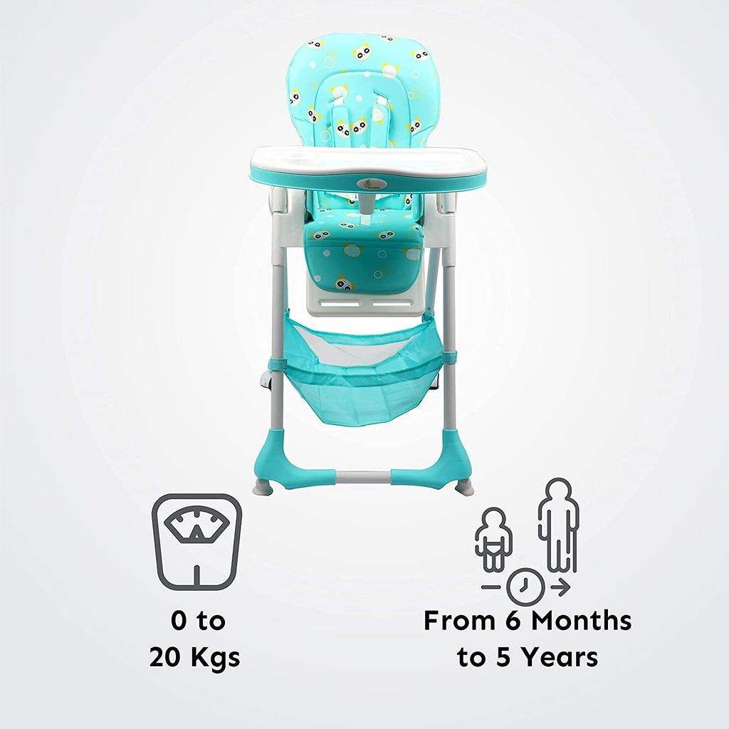 R for Rabbit Marshmallow High Chair - 7 Level Height Adjustment, 3 Recline Modes, Adjustable & Removable Double Meal Tray