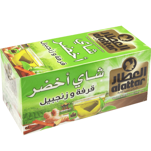 شاي اخضر مع قرفة و زنجبيل العطار 20 ظرف