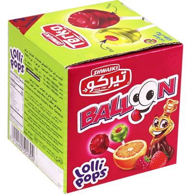 Lollipops Balloon Fruit Flavour With Gum Terko 24 Pieces