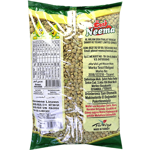 Green Lentils Neema 900g | عدس اخضر نعمة 900غ