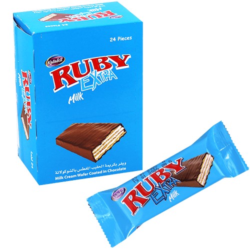 Milk & Choco Wafers Ruby 24 Pieces | بسكويت روبي حليب مغطس شوكولا 24 قطعة