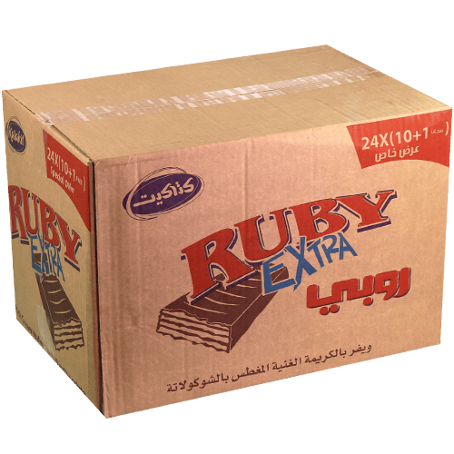 Box Of 24 Ruby Extra Chocolate Wafer Katakit 11 Pcs | طرد 24 علبة ويفر روبي اكسترا بالشوكولاتة كناكيت 11 قطعة