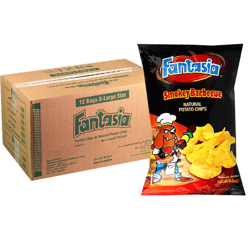 Smokey Barbecue Potato Chips Carton Fantasia 12x90g | طرد شيبس بطاطا بنكهة الباربكيو المدخن فانتازيا 12×90غ