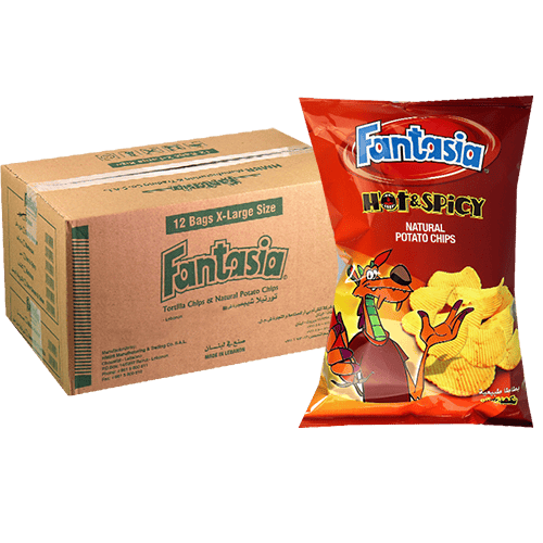 Hot & Spicy Potato Chips Carton Fantasia 12x90g | طرد شيبس بطاطا حار وحريف فانتازيا 12×90غ