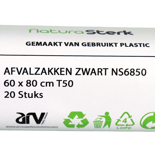 Black Garbage Bags NaturaSterk 60x80cm 20 Pieces | أكياس قمامة سوداء ناتشوراسترك 60*80 سم 20 قطعة
