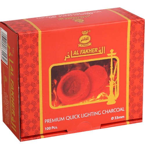 Quick Lighting Charcoal Al Fakher 100 Pieces 33mm | فحم سريع الاشتعال الفاخر 100 قطعة 33مم