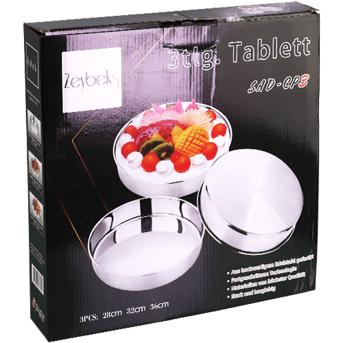 3-Piece Stainless Steel Oven Tray Set Leybecks 28/32/36cm | طقم صواني فرن ستانلس ستيل 3 قطع ليبكس 28/32/36سم