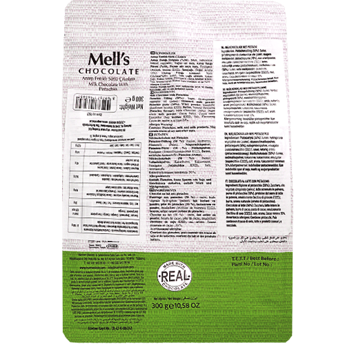 Mell's Chocolate with Pistachios 300g | شوكولا الفستق ميلا  300غ