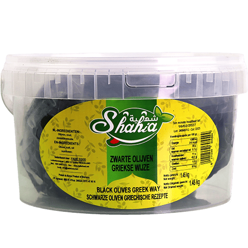 Shania Black Olives Greek Way 1.5kg | زيتون أسود طريقة يونانية شانيا 1.5كغ