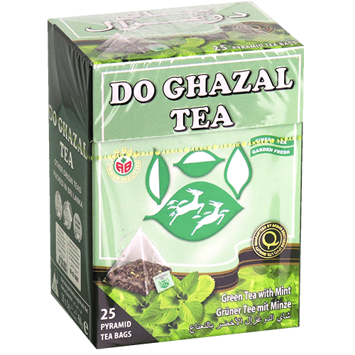 Do Ghazal Green Tea with Mint 25 Pyramid Tea Bags | شاي دو غزال الأخضر بالنعناع 25 كيس