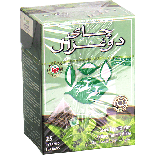 Do Ghazal Green Tea with Mint 25 Pyramid Tea Bags | شاي دو غزال الأخضر بالنعناع 25 كيس