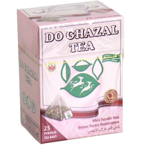Do Ghazal White Tea with Rose 25 Pyramid Tea Bags | شاي دو غزال الأبيض بالورد 25 كيس