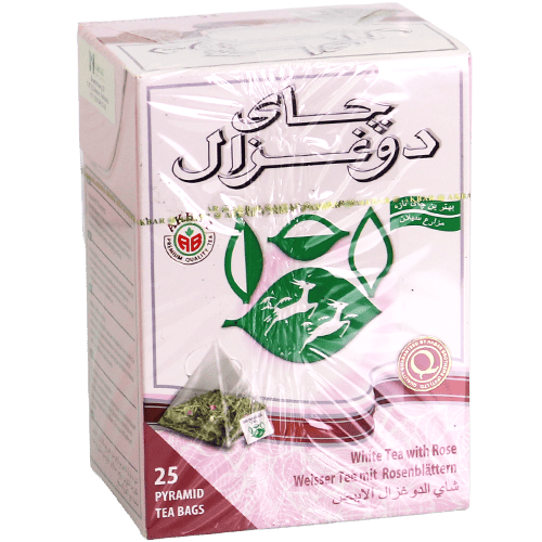 Do Ghazal White Tea with Rose 25 Pyramid Tea Bags | شاي دو غزال الأبيض بالورد 25 كيس
