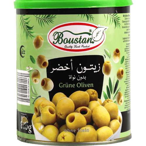 Boustan Green Olives Pitted 800g | زيتون أخضر بدون نواة بستان 800غ