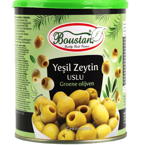 Boustan Green Olives Pitted 800g | زيتون أخضر بدون نواة بستان 800غ