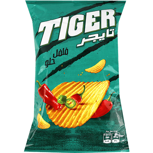 Tiger Sweet Chili Flavor Potato Chips 90g | رقائق بطاطا تايجر بطعم الفلفل الحلو 90غ