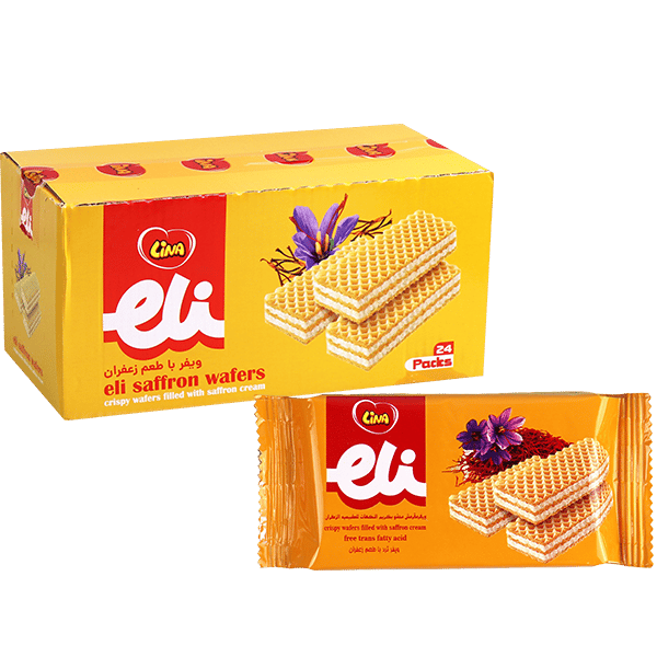 Lina Eli Saffron Wafers 24 Packs | ويفر إيلي بالزعفران لينا 24 ظرف