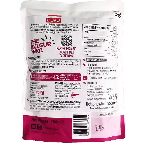 Duru Ready Bulgur Wheat with Garden Vegetables 250g | وجبة برغل بخضار الحديقة جاهزة للأكل دورو 250غ