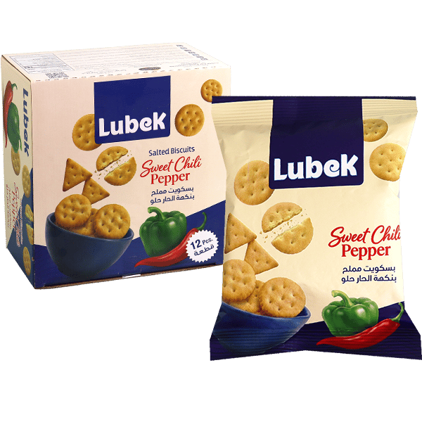 Sweet Chili Pepper Salted Crackers Lubek 12 pcs | بسكويت مملح بنكهة الحار الحلو لوبيك 12 قطعة