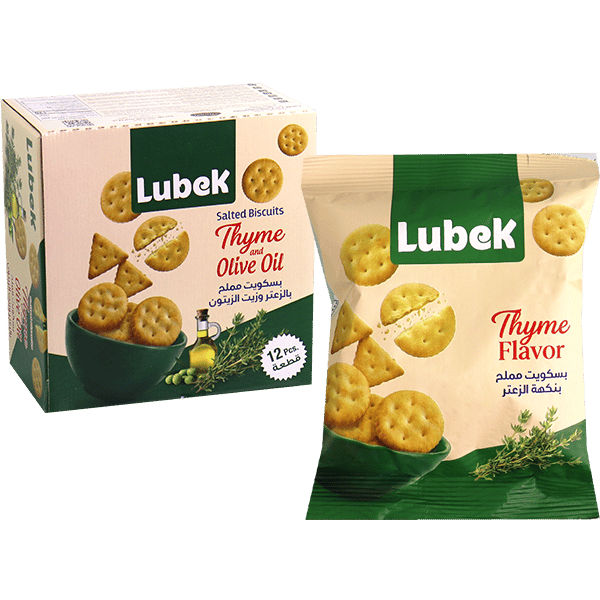 Thyme and Olive Oil Salted Crackers Lubek 12 pcs | بسكويت مملح بالزعتر وزيت الزيتون لوبيك 12 قطعة