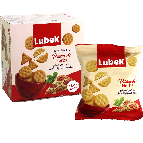 Pizza and Herbs Salted Crackers Lubek 12 pcs | بسكويت مملح بنكهة البيتزا والاعشاب لوبيك 12 قطعة