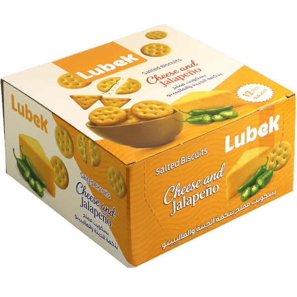 Cheese and Jalapeno Salted Crackers Lubek 12 pcs | بسكويت مملح بنكهة الجبنة والهالبينو لوبيك 12 قطعة