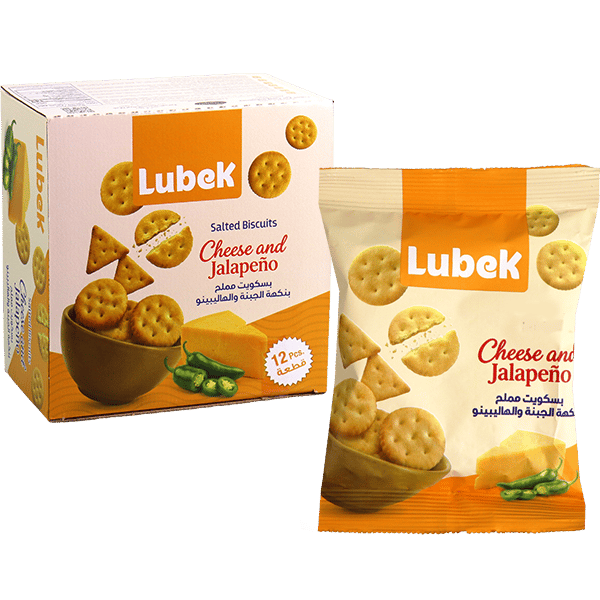 Cheese and Jalapeno Salted Crackers Lubek 12 pcs | بسكويت مملح بنكهة الجبنة والهالبينو لوبيك 12 قطعة