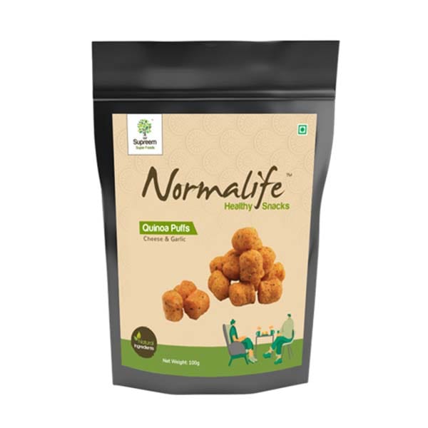Normalife™ Quinoa Puffs - Roasted Puffs Snack with Cheese & Garlic.