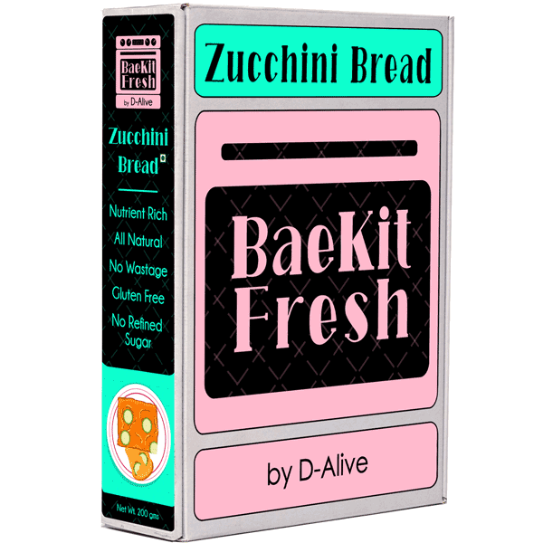 BaeKit Fresh Zucchini Bread by D-Alive (Nutrient Rich, No Refined Sugar, Gluten Free & All Natural) - Everything You Need to Bake a Tea Cake at Home!