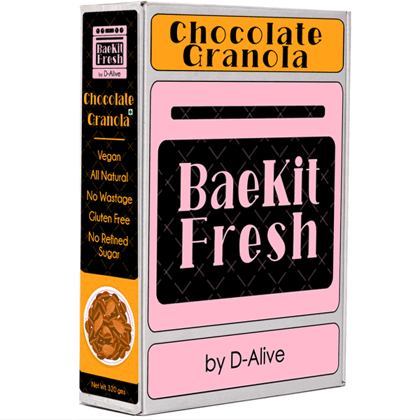 BaeKit Fresh Chocolate Granola by D-Alive (Vegan, All Natural, No Wastage, Gluten Free, No Refined Sugar) - Everything You Need to Make Granola at Home!