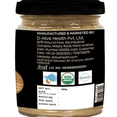 D-Alive Organic Peanut Butter (Unsweetened) - 180g (Pack of 2)