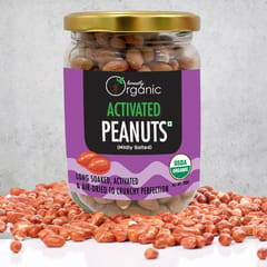 Activated Organic Peanuts - Mildly Salted (USDA Organic, Long Soaked & Air Dried to Crunchy Perfection) - 300G