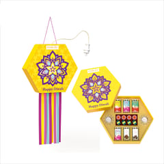 DIBHA-RUCHOKS Diwali Premium Kandil Chocolates Gift Hamper 705g With Holder & Wire + 2 Pearl Candles K3