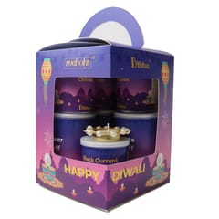 DIBHA-RUCHOKS Diwali Premium Healthy Snacking Hamper Set Of 7 (3 Medium Tin - Tandoori Makhana, Jowar Puffs, Oats Puff), (4 Small Tin - Chana Jor Garam, Black Currant Desi Mix, Healthy Chivda, Berry Fusion) With 4 Pearl Candles 530g D10