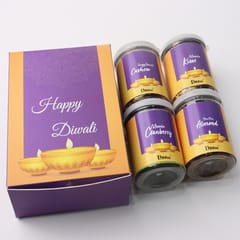 DIBHA-RUCHOKS Diwali Premium Dry Fruit Hamper Set Of 4 (Peri Peri Almond + Tangy Tomato Cashew + Masala Kiwi + Masala Cranberry) 240g D06